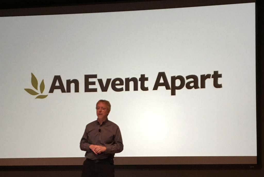 Eric Meyer on stage at An Event Apart 2017