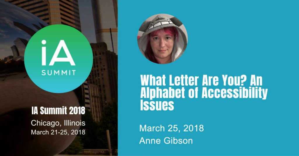 IA Summit Announcement card for March 25 2018 talk